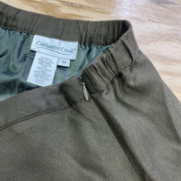 Coldwater Creek Midi Skirt Green Brown Size Medium Sequin Forest Fairy Granola - Picture 4 of 12